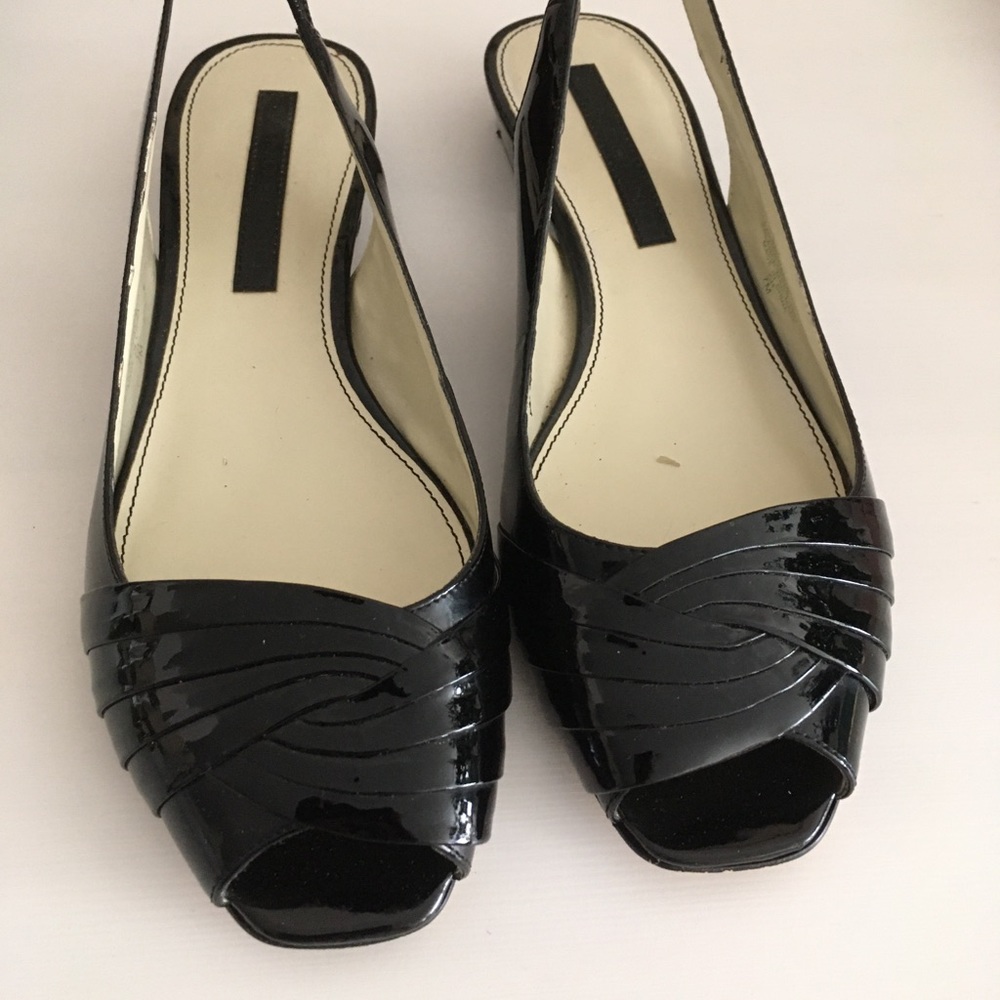 Bandolino Black Patent Leather Open-toe Slingbacks 7M